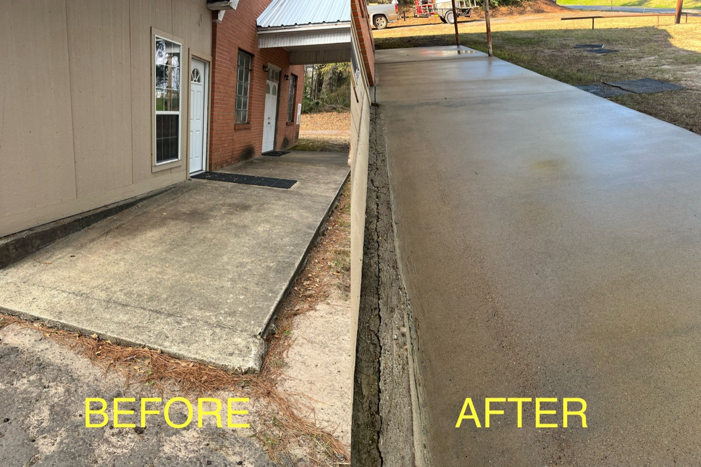Commercial walkway — before & after