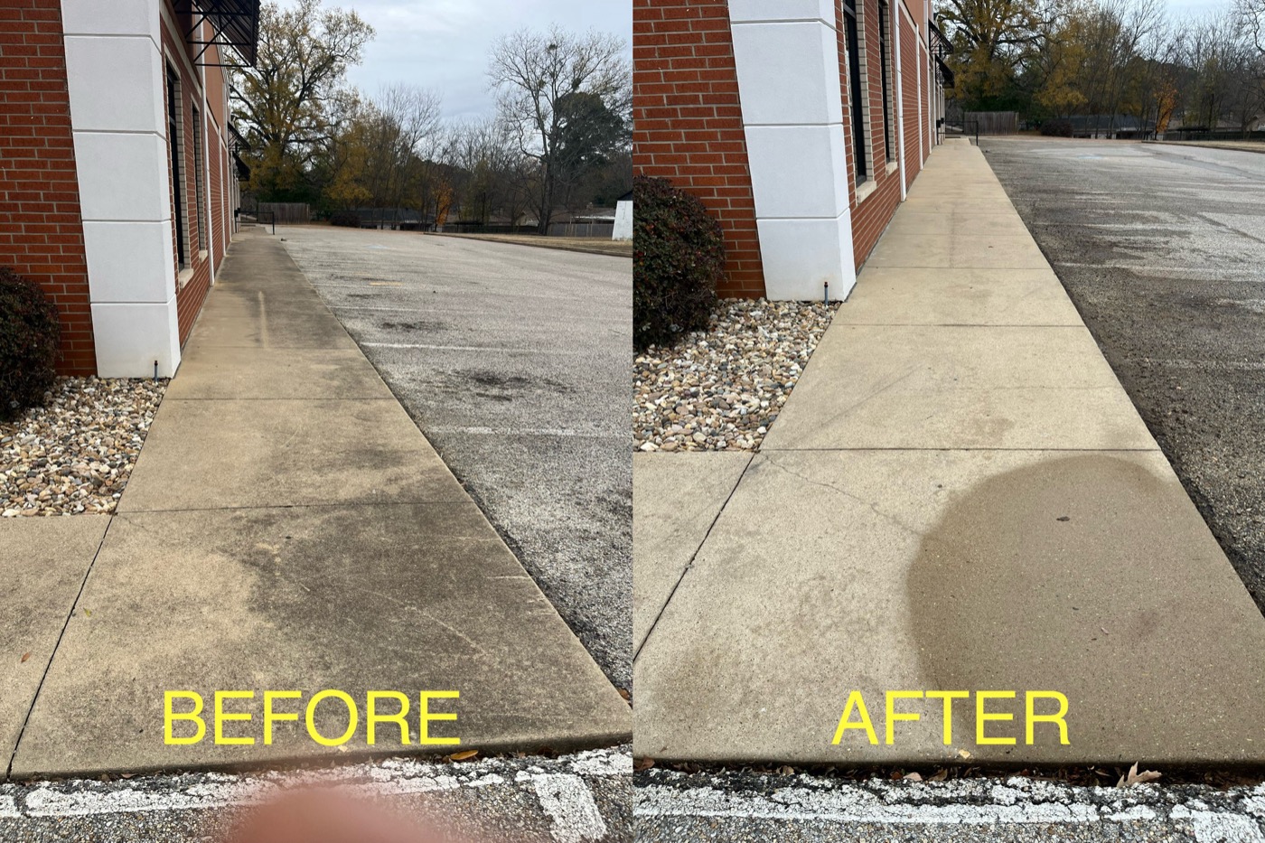 Sidewalk & parking stalls — before & after
