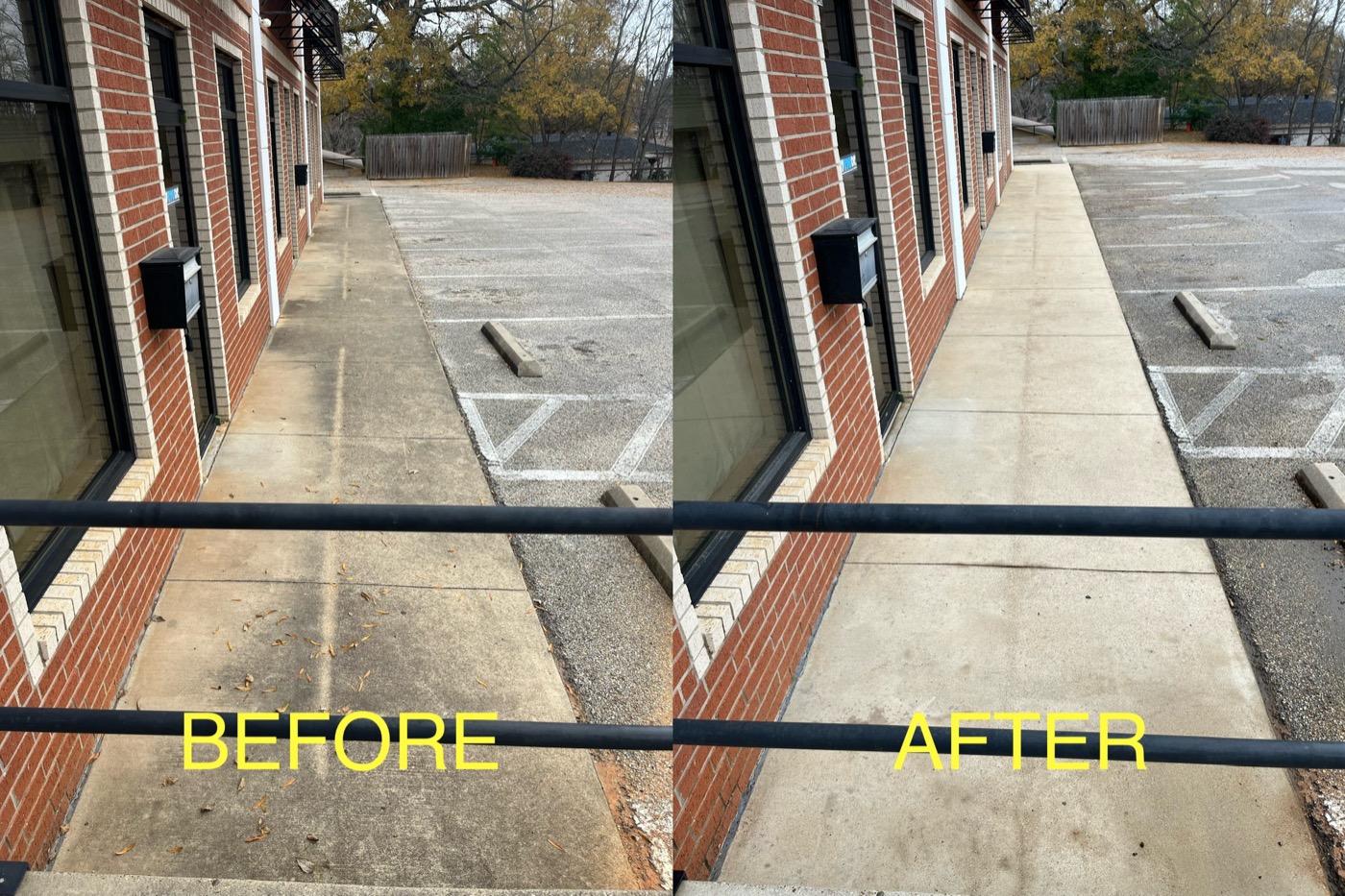 Storefront sidewalk — before & after