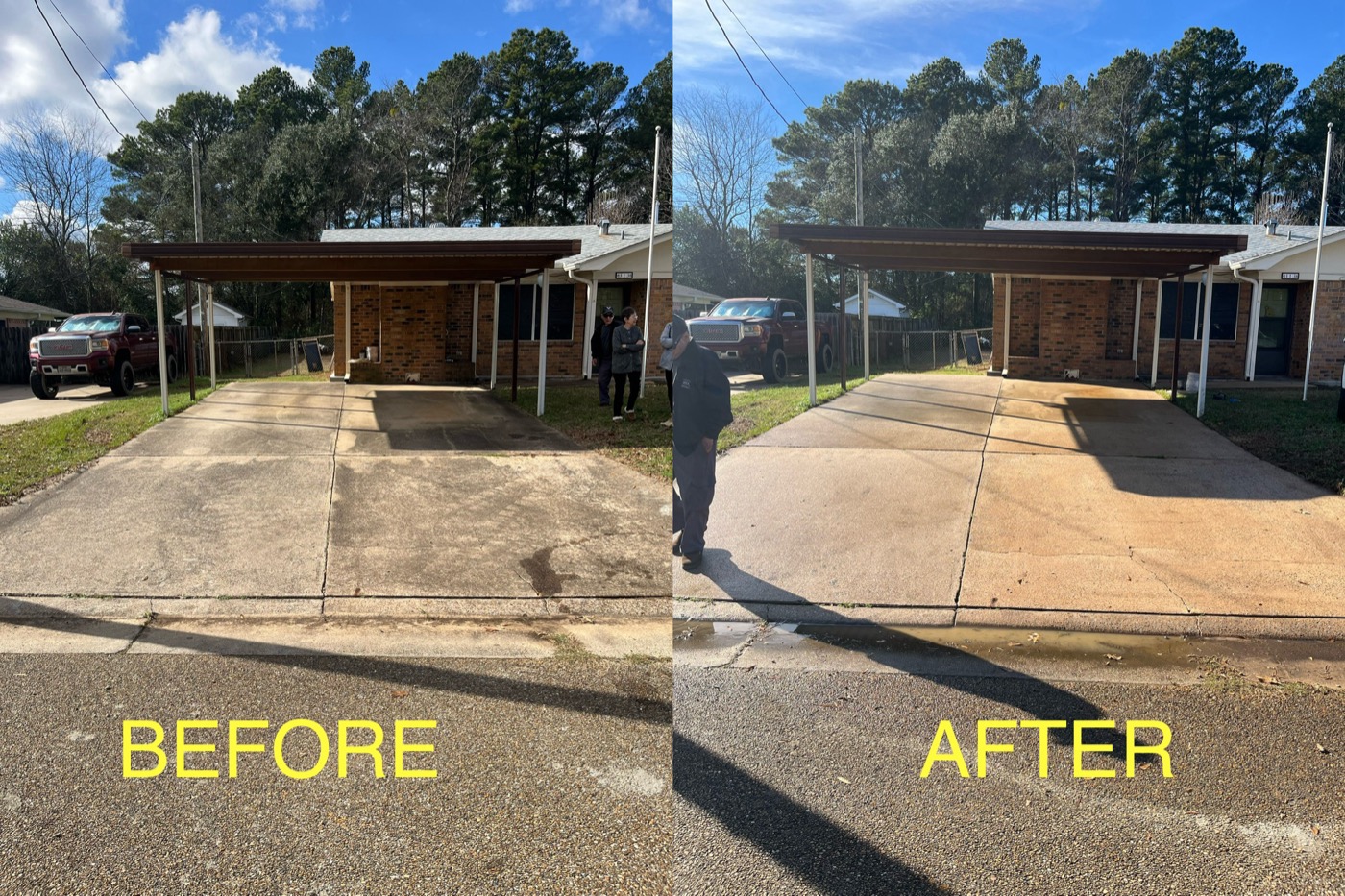 Carport & driveway — before & after