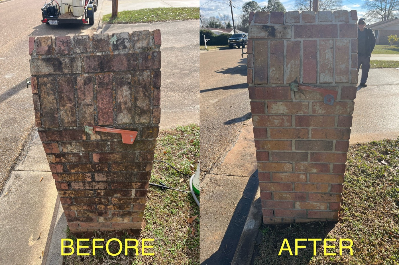 Brick mailbox restoration — before & after