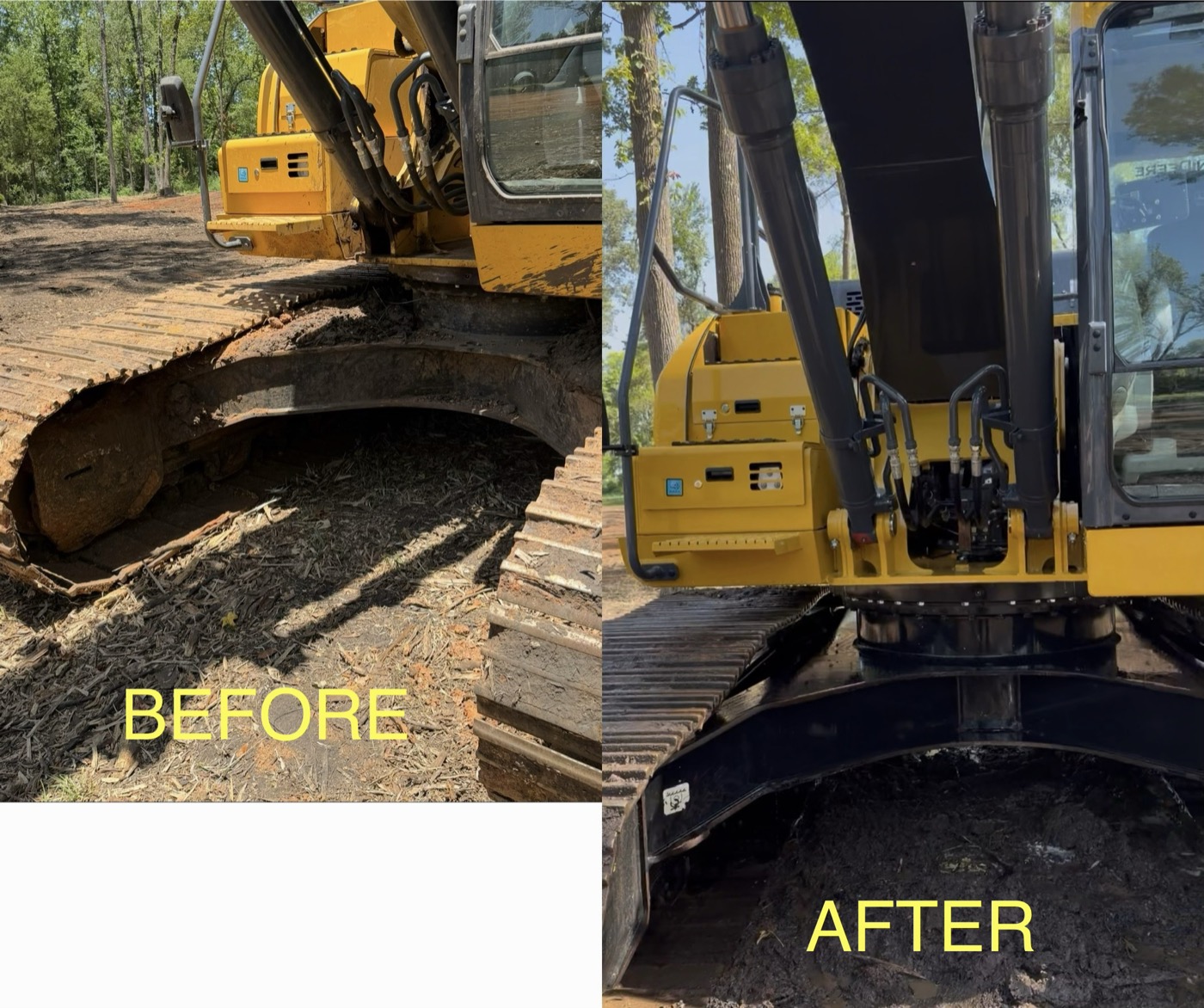 Excavator boom & bucket — before & after