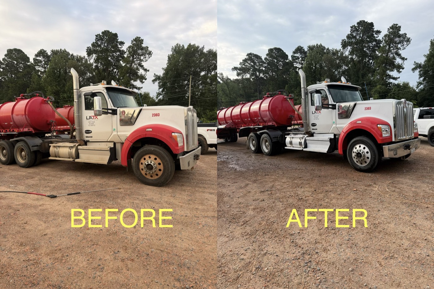 Tanker truck — before & after