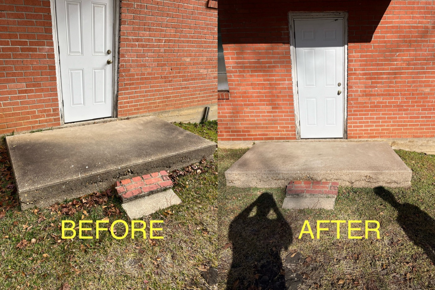 Back porch step — before & after
